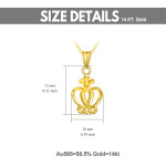 Queen Crown Pendant Necklace in 18k Yellow Gold 