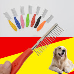 Pet candy color soft handle stainless steel comb