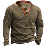 Men's Outdoor Fleece Comfortable Vintage Henry Neck Sweatshirt