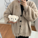 Cute Furry Little Bear Pattern Bag All-match Messenger Bag