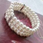 Fashion OL Three Layers Rhinestone Pearl Bracelet