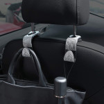 4 Pack Car Seat Headrest Hooks Bling Rhinestone Diamond Car Seat Hanger Back Seat Organizer For Purse Groceries Bag Handbag