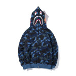 New Shark Head 3D Digital Printing Zipper Casual Hooded Coat