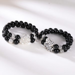 S925 Sterling Silver Obsidian Pixiu Bracelet Plain Silver Versatile Personality