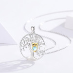 Tree of Life with Moonstone Owl Clearance Pendant Necklace in 925 Sterling Silver 