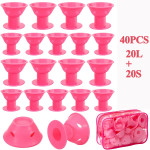 40pcs Magic Silicone Hair Rollers Heatless Curling Rod Headband DIY Hair Styles S L Random Color