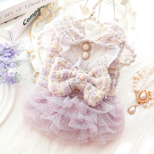 Dog Clothes Cat Princess Skirt Small Fragrant Wind Pengpeng Gauze Skirt Small Dog