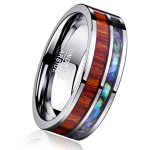 8MM wide tungsten steel ring with polished wood grain men's wedding rings