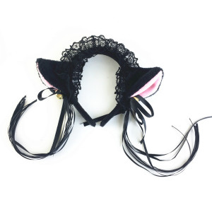 Japanese Girl Cute Bells Plush Cat Ears Headband Net Celebrity Live Holiday Dress