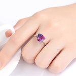 S925 Sterling Silver Ring Rainbow Stone Jewelry Ring