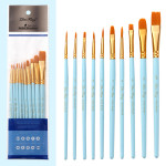 10 Pearlescent Blue Nylon Brushes Gouache And Oil Brush Set