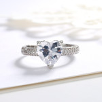 Heart-shaped Zircon Ring White Gold-plated Heart-shaped Diamond Ring