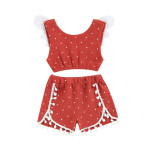 Baby Cotton Hemp Flying Wing Vest Dot Shorts Suit