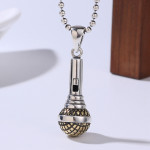 S925 Sterling Silver Microphone Pendant For Men And Women Hip Hop Trend Pendant