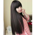 Wig Female Long Straight Hair Long Hair With Bangs And Pear Flower Head