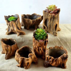 Creative Retro Wooden Pile Root Flowerpot