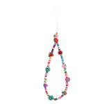 Bohemian Rainbow Polymer Clay Pearl Glass Beaded Phone Chain