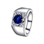 S925 Sterling Silver Fashionable All-match High-grade Blue Gemstone Women's Ring