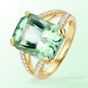 Zhen Rong new European and American fashion engagement rings mosaic green tourmaline ornaments wholesale a replacement