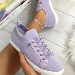 Flat Lace-Up Fly Woven Mesh Breathable Shoes