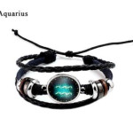 Twelve constellation glass piece couple bracelet