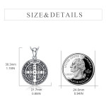 Saint Benedict Medals Necklace for Women Sterling Silver