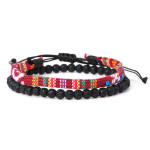 Men's Lava Volcanic Rock Bohemian Woven Bracelet Combination