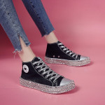 Women's leopard print high-top canvas shoes