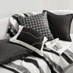 Black And White Pillow Sofa Cushion Cotton Hemp Woven Leather Simple Modern