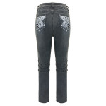 Women's Embroidery Flying Motorcycle Hot Drill Jeans Elastic Slim Small Foot Pants