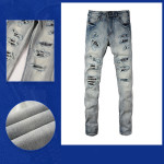 Men's Hole Slim Denim Pants