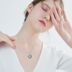 Chakra Triple Moon Goddess Crystal Necklace In White Gold Plated Sterling Silver