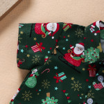 Boys Christmas Costume Cartoon Print Shirt Set