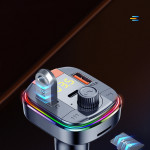 832 Car Mp3 Player Colorful Atmosphere Breathing Light Hands-Free Car Bluetooth Qc3.0 Car Charger