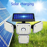 144 LED Solar Power PIR Motion Sensor Light 4-Head Outdoor Security Waterproof