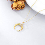 14K Real Gold Moon Pendant Necklace