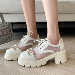 Mesh Hollow Round Toe Color Matching Platform Women's Shoes