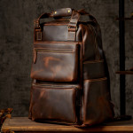 Men's Retro Crazy Horse Leather Backpack