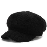 Cashmere Leather Brim Octagonal Hat