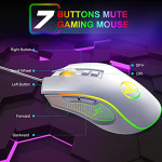 Wired Ergonomic Gaming Mouse RGB Backlit 3600 Adjustable DPI For PC