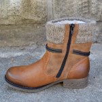 Side zip block heel warm Martin boots