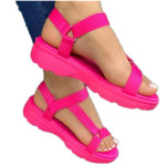 Rainbow color velcro flat sandals for women