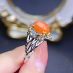 Natural Fire Opal Ring S925 Silver Girl