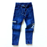 Boys' Monogram Print Multi-pocket Cargo Jeans