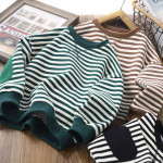 Boys And Girls Striped Long Sleeve Bottoming Top