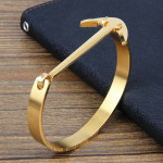 Minimalist Magazine Model Anchor Gold Stainless Steel Bracelet