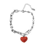 Fashion Strawberry Crystal Bear English Tag Bracelet