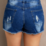 Women's Lace Hem Denim Shorts Washed And Frayed Shorts