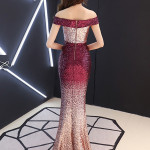 Banquet Evening Dress Women'S Fashion New Style Aura Queen Shoulder Noble Elegant Long Style Celebrity Host Fishtail