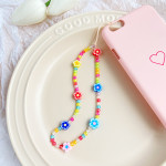 Bohemian Rainbow Polymer Clay Pearl Glass Beaded Phone Chain